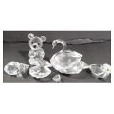 (H) Swarovski Crystal Swan, Bear (broken leg), Sea