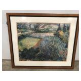 (Q) oil painting print framed measuring 35" by