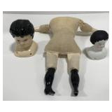 (Q) Vintage doll with removable heads