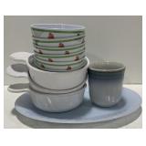 (AF) Melamine bowls, tea cup, porcelain bowls and