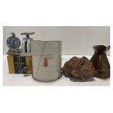 (AF)Vintage Measuring Sifter, oven thermometer,