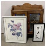 (AF) Leaded Glass Medicine Cabinet , Cat Picture