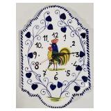 (Q) ROOSTER WALL CLOCK ITALIAN CERAMIC