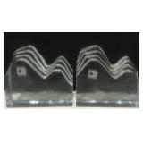 (H) Blenko Handmade Glass Bookends