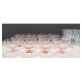 (H) 12 Pink depression Sherbert glasses / 8- 160