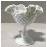 (EE) Vintage Footed Fenton Hobnail Milk Glass