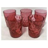 (EE) Vintage Cranberry Glass Tumblers x 5 Bidding