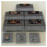 (D) Lot of 5 Super Nintendo games and 3 game boys