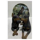 (AF) Dobermann statues and plate
