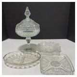 (AF) Glass mint trays, Pedestal Covered Candy