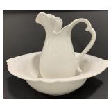(AK) Royal Haeger White Glass Bowl and Pitcher