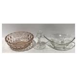 (AK) Glass Dishes and Candleholder