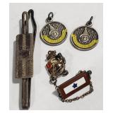 (AK) Sterling Pins & Charms New Orleans 1975 USN
