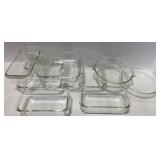 (AF) Pyrex glass baking dishes including 5 loaf