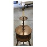 (AF) Wooden 3 tier end table, lamp combination
