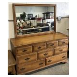 (AF) Wooden empire 9 drawer dresser with mirror