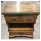 (AF) Empire wooden glass topped end table