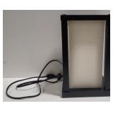 (H) Wood table cube lamp