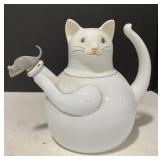 (AF) Vintage Cat Mouse Porcelain Enamel Teapot