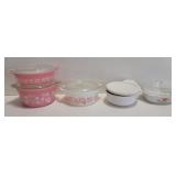 (AF)  2 Vintage Pyrex Pink Gooseberry Casserole