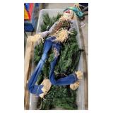 (Q)  4ft Scarecrow, Christmas tree w/ lights