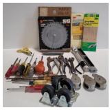 (Q) Screwdrivers , pliers, wheels, pulleys,