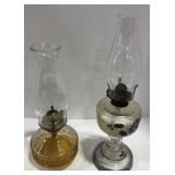 (Q) Lot of 2 glass kerosene hurricane lamps