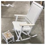 (Q) white wicker foldable rocking chair