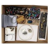 (Q) FLAT VARIOUS NECKLACES & BRACELETS & EARRINGS