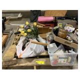 (H) Pallet Lot Including Lamp, Brooms, Misc