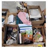 (AK)  Pallet of baking pans, books, candle light,