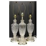 (AK) Lot of 3 Pressed Glass Lamps