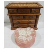 (AK) Jewelry Boxes Wood & Soapstone Heart