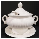 (AK) Ceramic White Soup Tureen From Japan