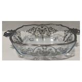 (AK) Sterling Silver Overlay Vintage Glass Dish