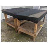 (Z) Home made wooden padded work benches, bidding