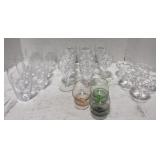 (H) 3 Colored Congac Glasses w/ lot of crystal