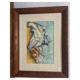 (H) Framed Still life watercolor signed by artist