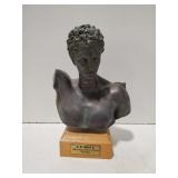 (H) metal bust of Hermes of Praxiteles. 8" T