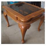 (AK) Wooden Beveled Glass Side Table measuring