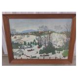 (AY) Framed Grandma Moses Out for the Christmas
