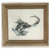(Z) Wood Framed Fish Painting Measuring approx