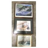 (Z) Lot of 3 Wood Framed Prints Measuring