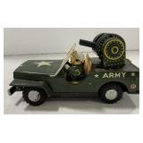 (AG) Vintage Tin Litho Army Jeep with Driver