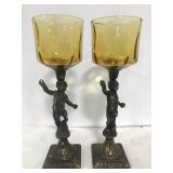 (J) Bronze and Glass Votive Holder