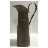 (AG) Vintage Copper and Brass Pitcher w/ Aztec