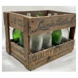 Vintage Lincoln Bottling Co. Crate W/ Bottles