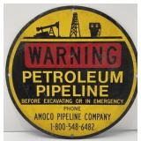Vintage AMOCO Pipe Line Metal Warning