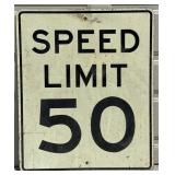 Vintage 3ft 50 MPH Speed Limit Metal Reflective