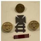 Lot Of WWII US Military Badges w/ Sterling